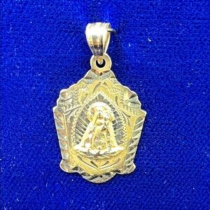 14K Yellow Gold Religious Pendant Necklace Charm - Women Jewelry